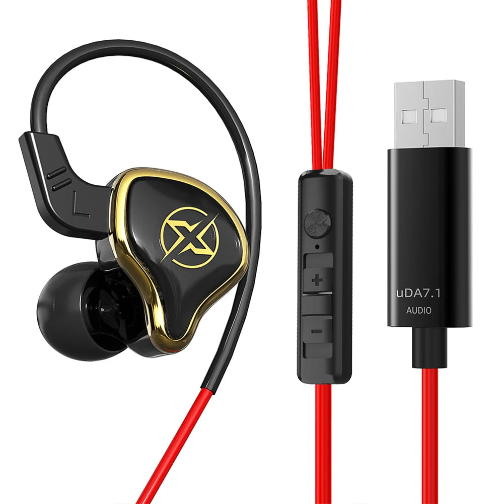 USB Gaming Headset With Microphone Wired Headphones Noise Cancelling PET Diaphragm 2.5m USB Cable for PC Computer PS4 PS5