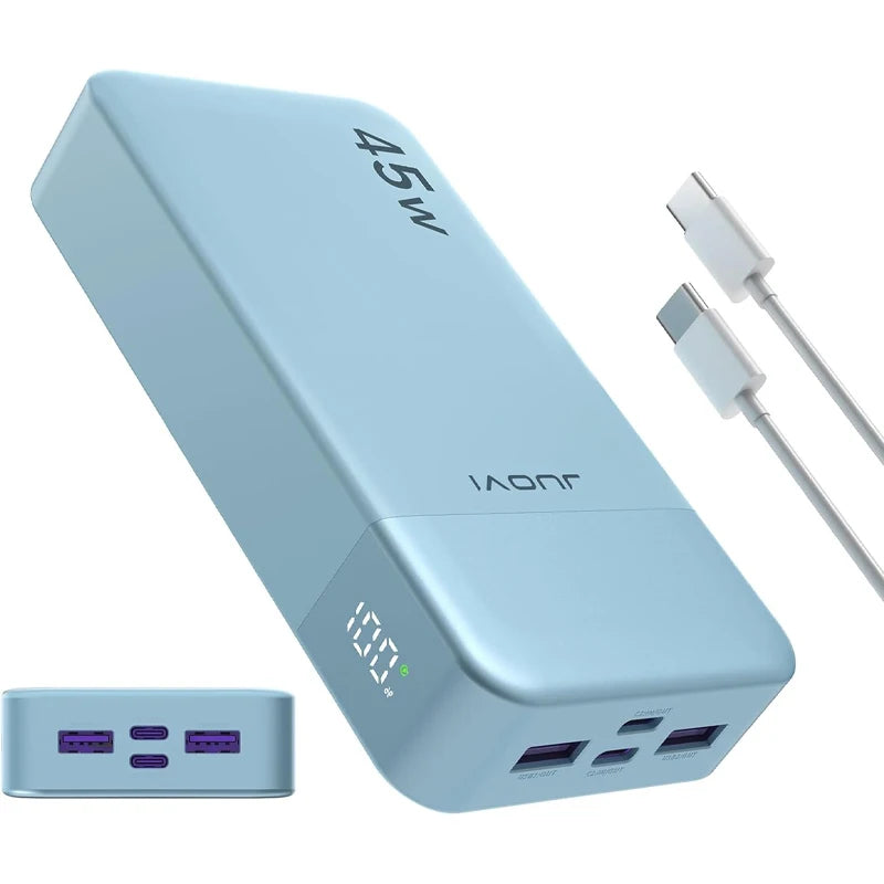 JUOVI Portable Charger, 20000mAh Power Bank, 35W Power Bank Fast Charging, Battery Pack with C to C Cable for iPhone 17 16 15