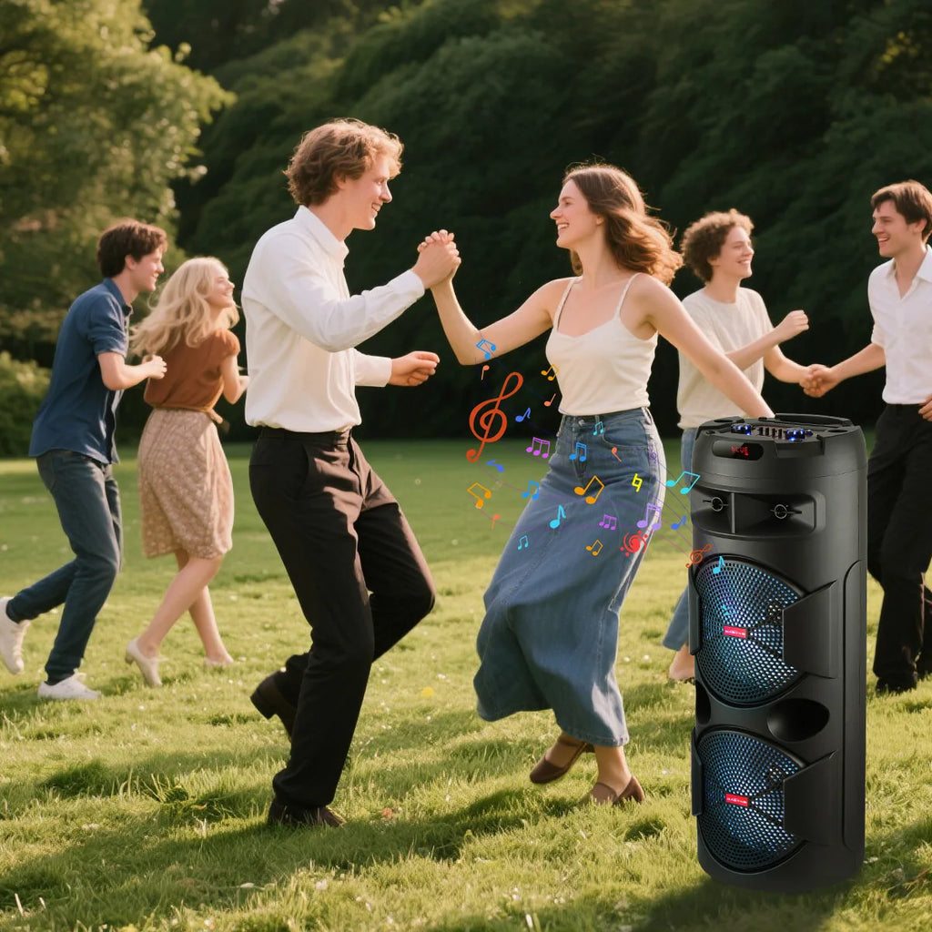 9000W Dual 12 inch Subwoofer Bluetooth Party Speaker With RGB Lights, FM Radio, USB/TF Playback, TWS Pairing, Long Playtime