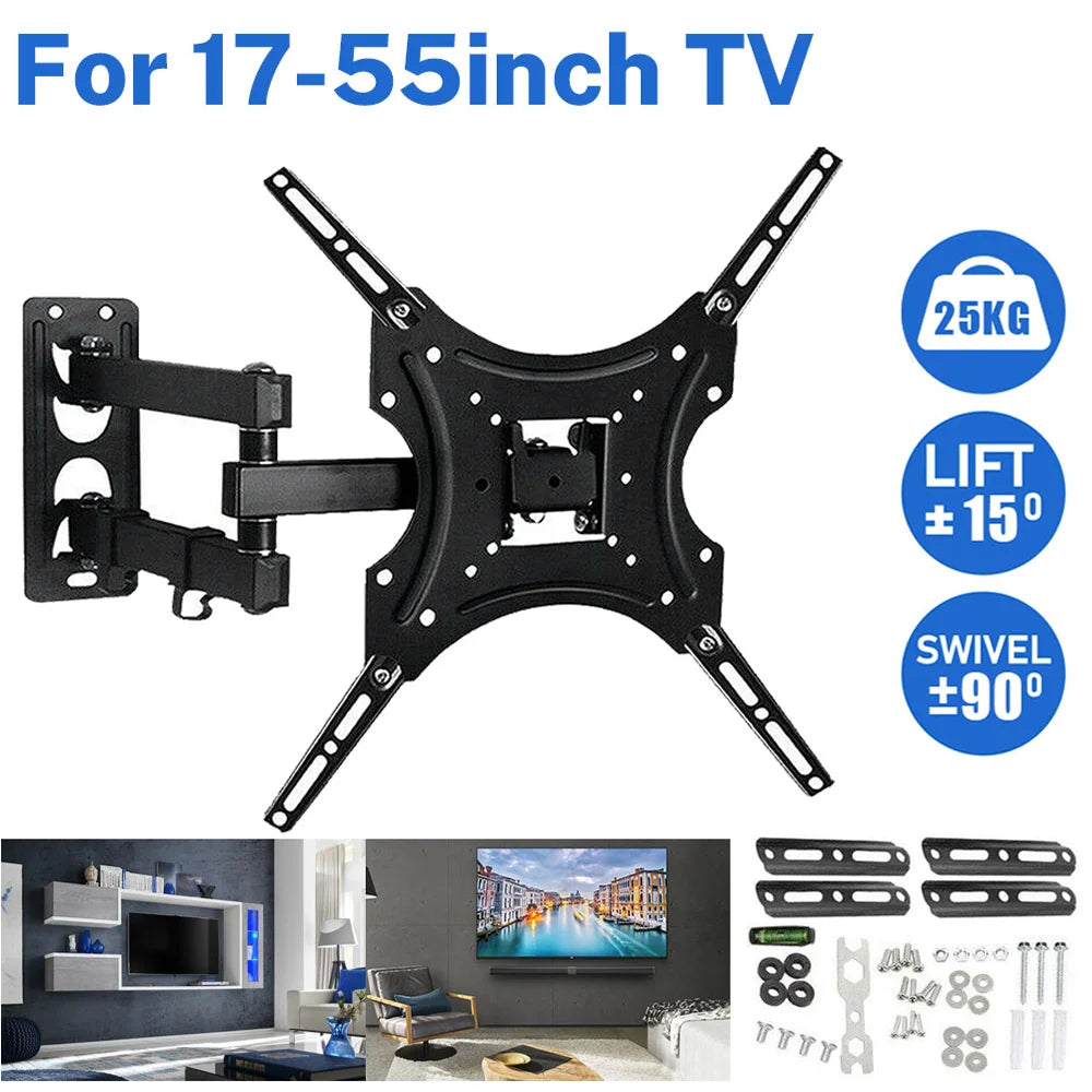 Universal TV Monitor Wall Mount Bracket Articulating Arms Swivel Tilt Extension Rotation for Most 17-55 Inch Flat Curved TVs