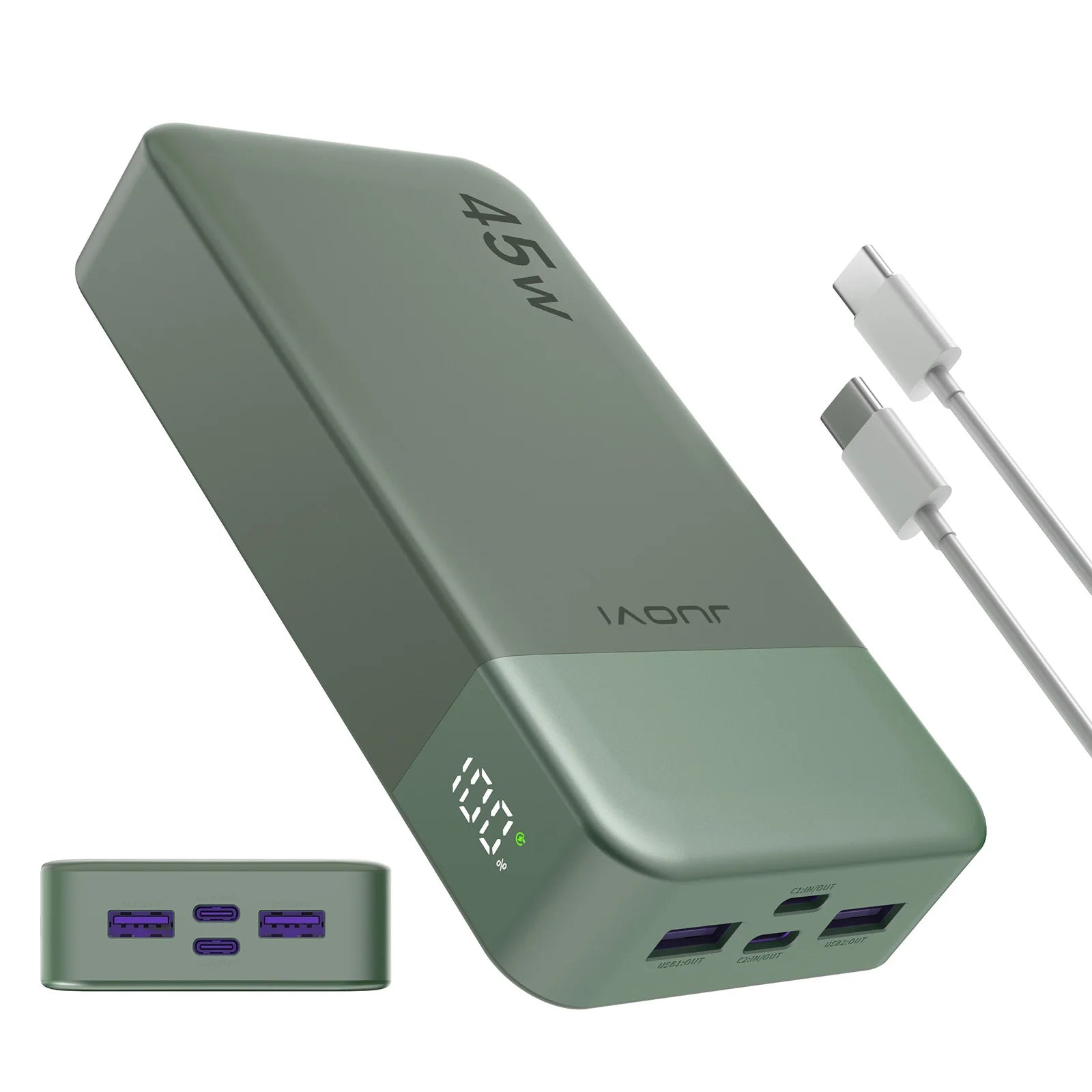 JUOVI Fast Charging Power Bank, 20000mAh 45W Portable Charger, Super Fast Charging with LED Display Portable Phone charger