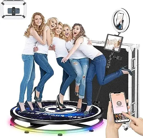 360 Photo Booth Machine w/ Flight Case & Battery Pack | Slow-Mo Camera Booth for Parties | Deluxe Suit Custom Options