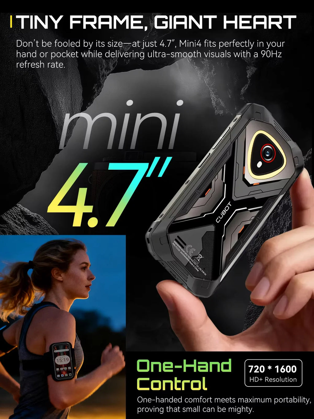 [Ship From UK] Cubot KingKong Mini 4 4.7-Inch Display Rugged Smartphone 4700mAh 6GB+128GB NFC 48MP Camping Light Android 15