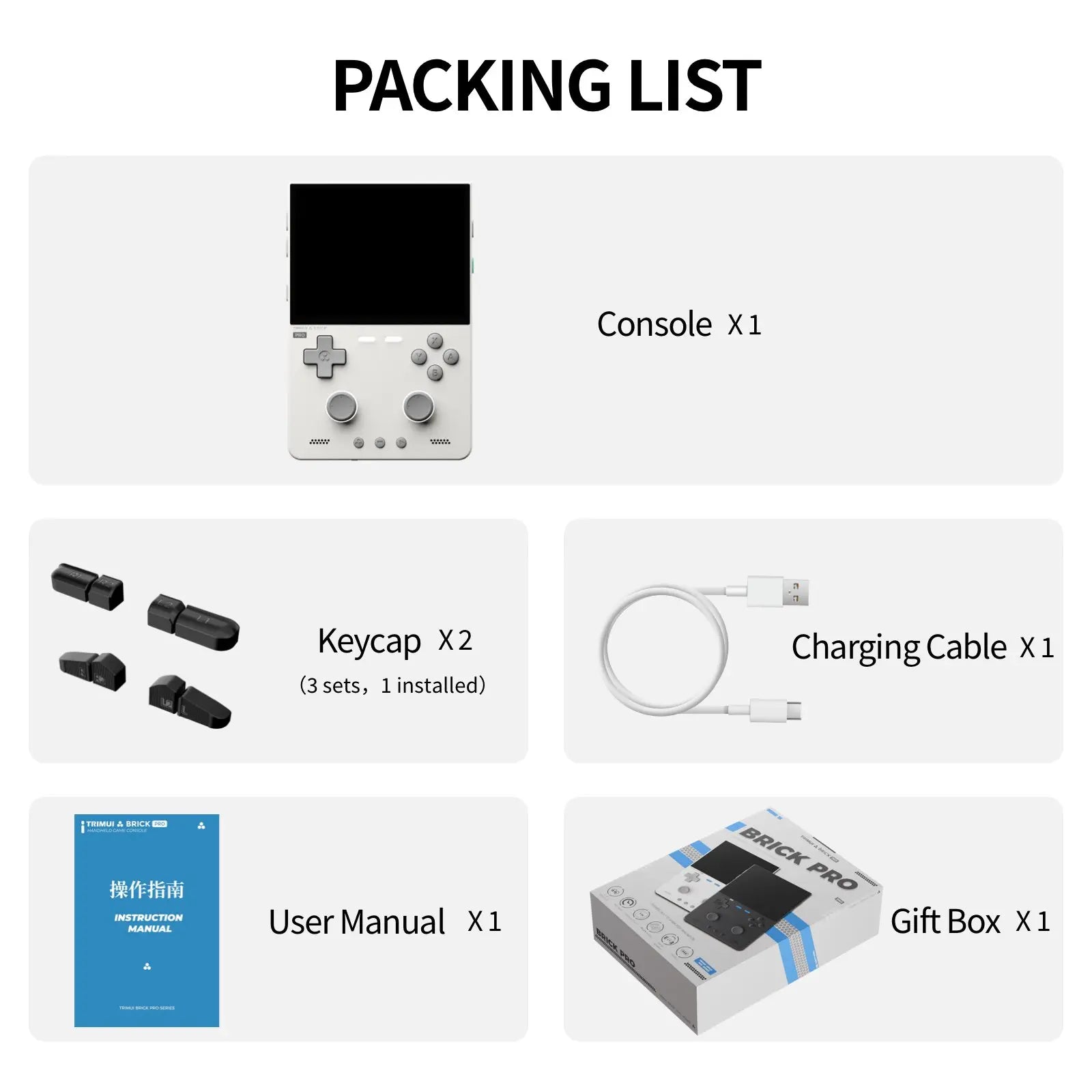 TRIMUI BRICK PRO Handheld Game Console 3.95'' IPS Screen RGB Top Light Dual Hall Joysticks  A133P Linux 4.9 System 5000mAhGifts