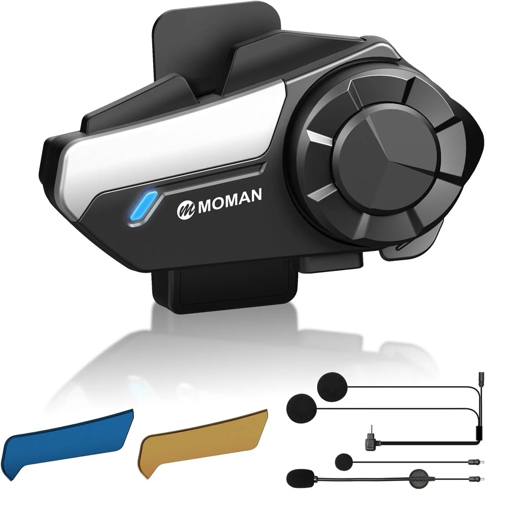 Moman Motorcycle Intercom System Helmet Headset Wireless Interphone H2S 1000M Wireless Music Sharing