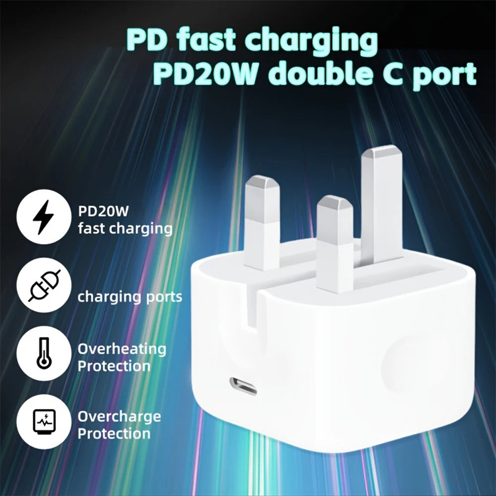 20W Fast Charger Foldable Phone Adapter for IPhone 13 12 11 14 Pro Max Plus Type C PD Cable Quick Charging Charger Accessories