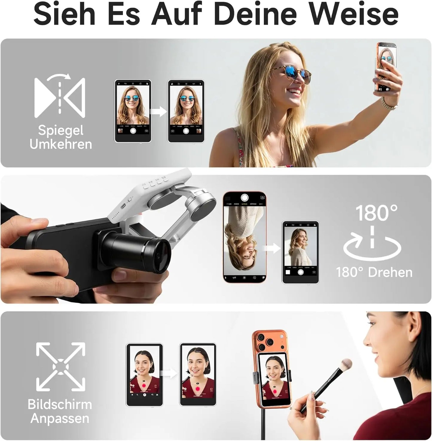 SYNCO XView Mobile Phone Selfie Monitor Magnetic Smartphone Vlog Screen for iPhone & Android Rear Camera Wireless 50m 3H Battery