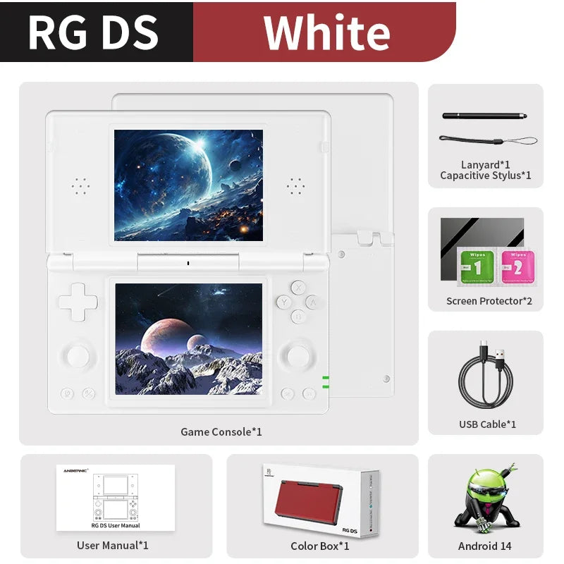 ANBERNIC RG DS Dual-screen Flip Handheld Game Console Video Games Player 4IPS Multi-touch Screen RK3568 Android14 PSP PS2 Game