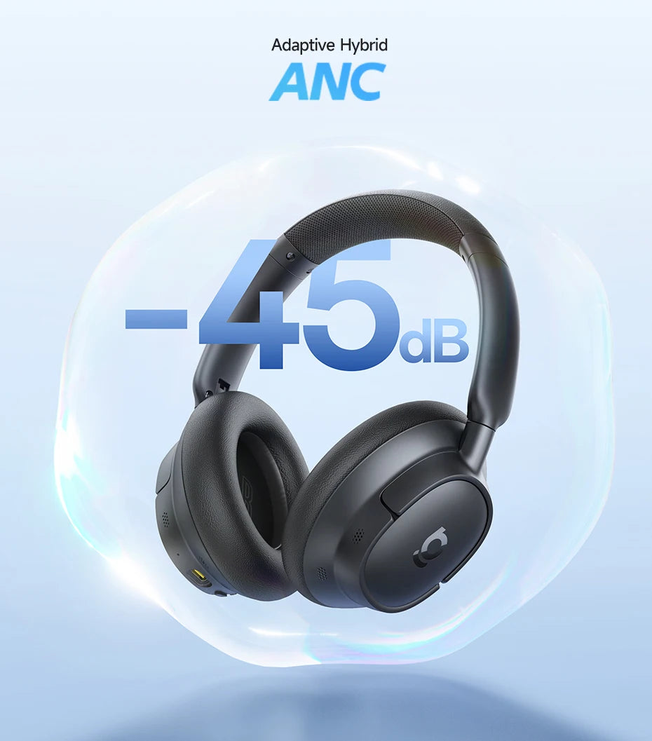 Baseus BH1/EH10 NC ANC Wireless Headphones 45dB Adaptive Hybrid Noise Cancelling Headsets Hi-Res LDAC Headphone Bluetooth 6.0