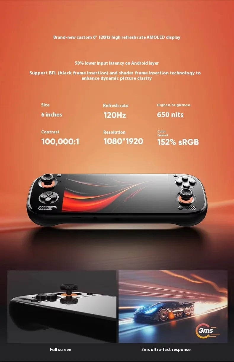 AYN Odin 3 Game Console 6'' 1080P 120Hz AMOLED Screen Handheld With 8000mAh Hall-Effect Joystick Handheld Game Console PSP PS2