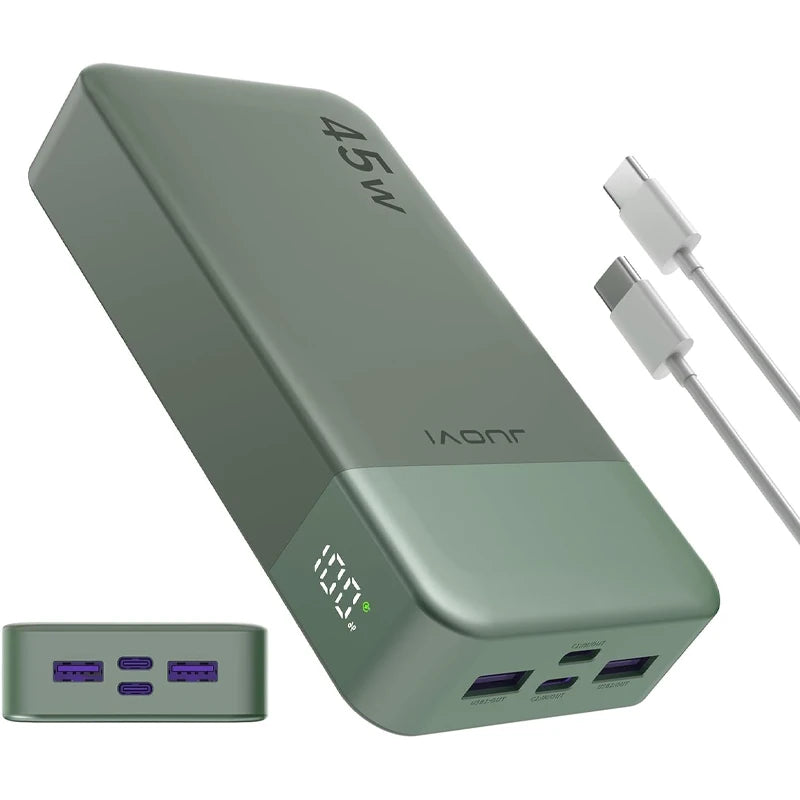 JUOVI Portable Charger, 20000mAh Power Bank, 35W Power Bank Fast Charging, Battery Pack with C to C Cable for iPhone 17 16 15