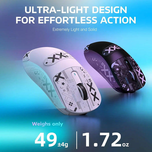 Wireless Gaming Mouse, 49g Tri-Mode,PAW3395 26K DPI Sensor, 200h Battery Life,5 Programmable Buttons