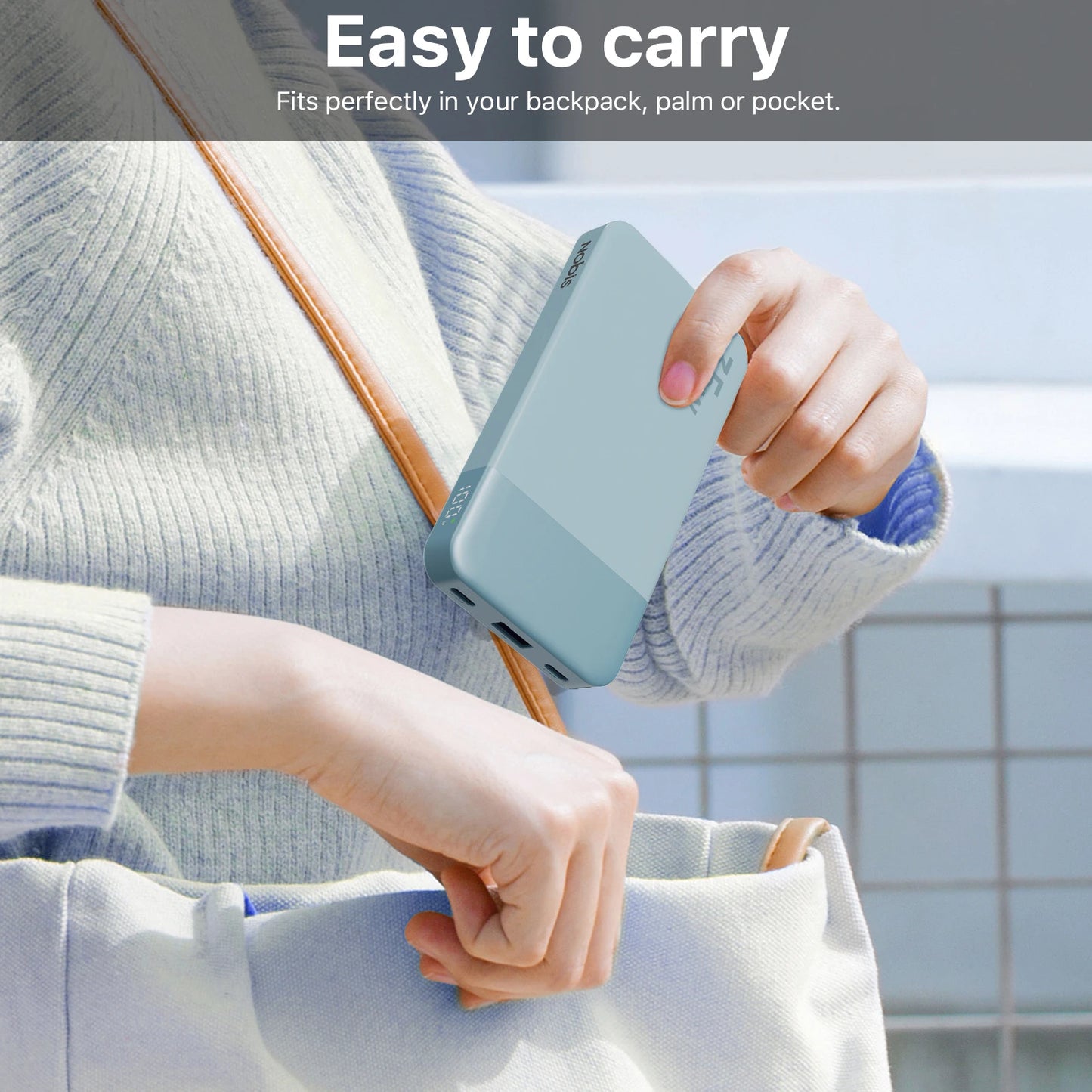 NOBIS N3510 Slim Powerbank 10000mAh Mini Hosentaschenformat Kleiner Tragbarer Externer Akku 35W Schnellladung für iPhone