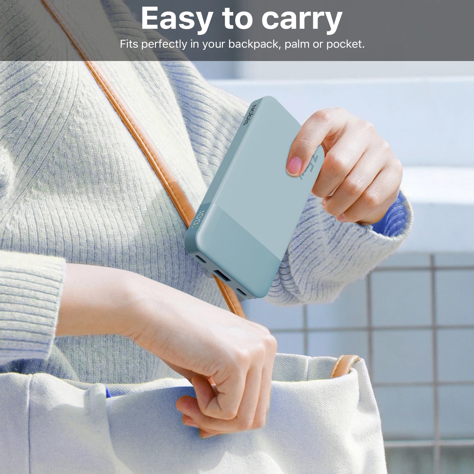 NOBIS N3510 Slim Power Bank 10000mAh Mini Pocket-Sized Smaller Portable Charger External Battery 35W Fast Charging For iPhone