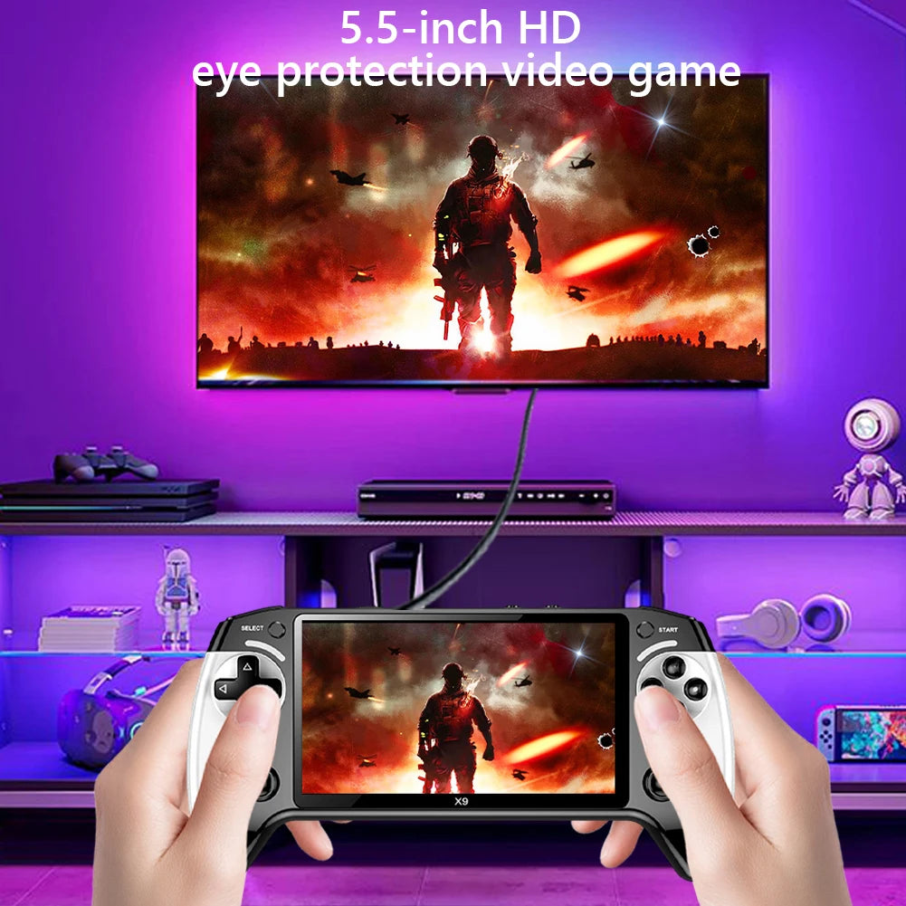 5.5 Inch Screen Handheld Game Console Type-C Charging Retro Video Game Player Portable Game Player Birthday Christmas Gift