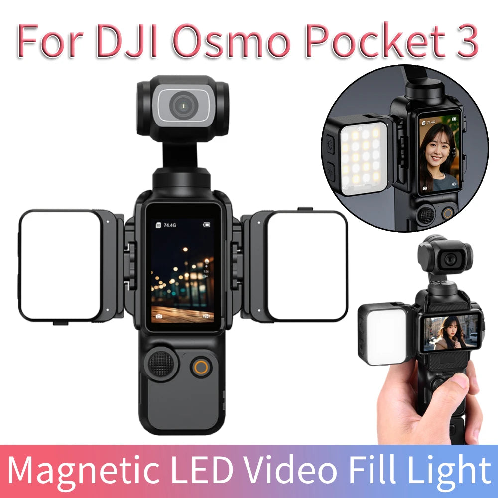 1/2 Pcs Magnetic Fill Light for DJI Osmo Pocket 3 Rechargeable LED Video Light Photography Lighting Sports Camera Accessories