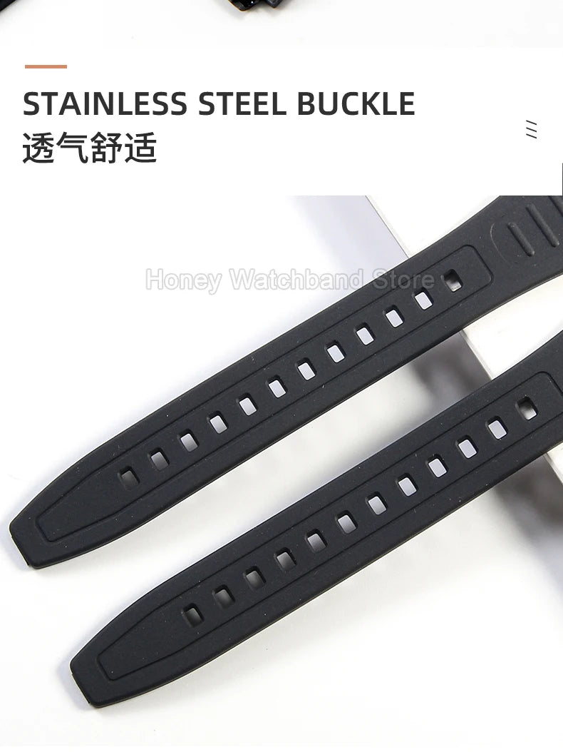 For Casio W-800H F-91W/84/94 Eco Friendly Recycled Resin Watch Strap Black 18mm Convex Fastener Hypoallergenic Quick Release
