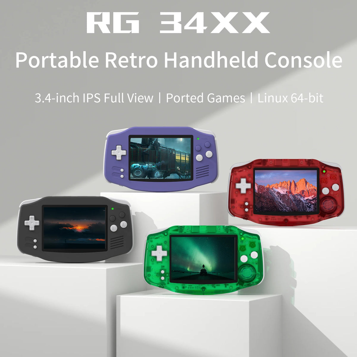 ANBERNIC RG34XX 64Bit Retro Handheld Game Player 3.4-inch IPS Screen HD-Support TV Portable Game Console 3500mAh streaming Gift
