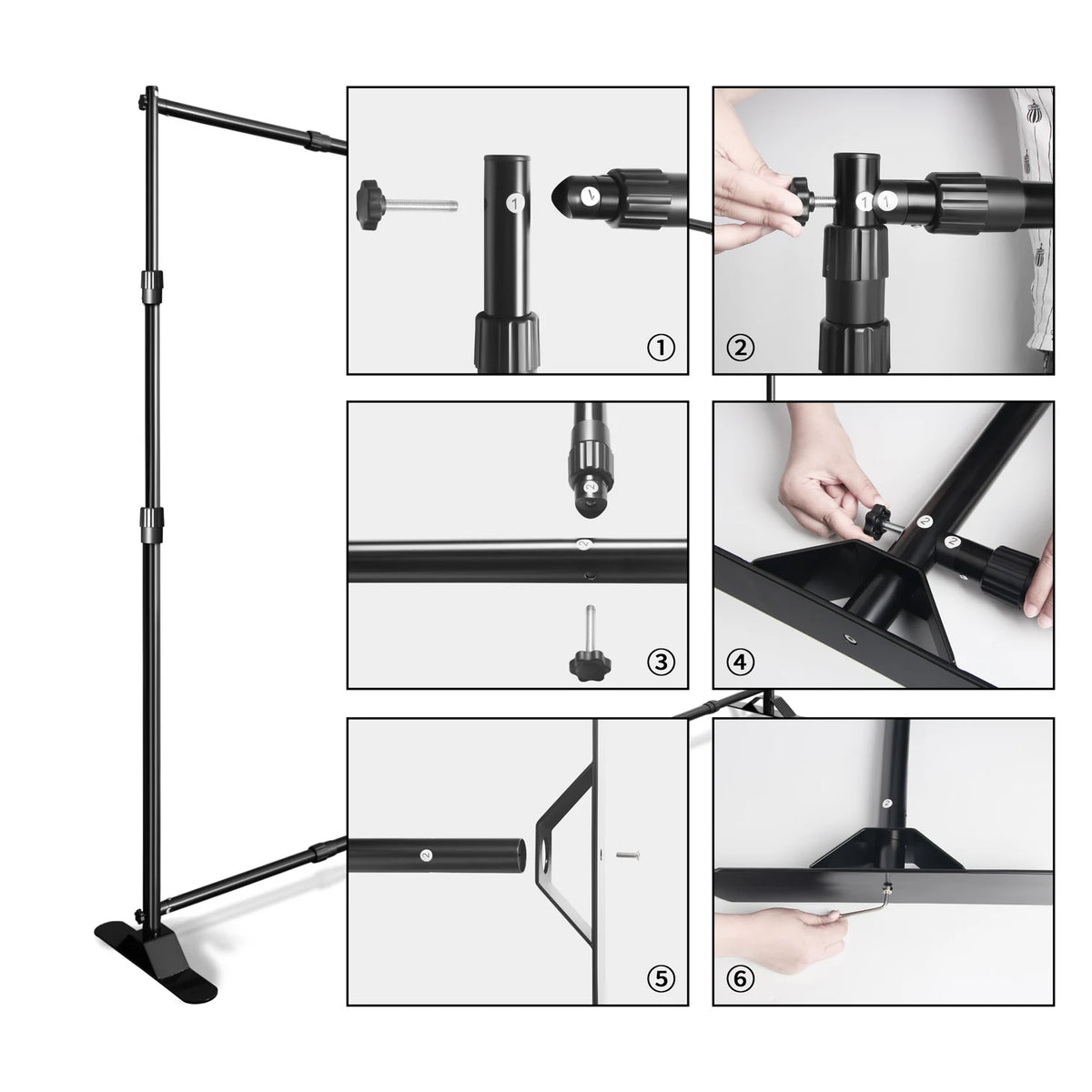 SucceBuy 3x2.4M Backdrop Background Stand Adjustable Telescopic Backdrop Banner Stand for Photocall Video Wedding Event Party
