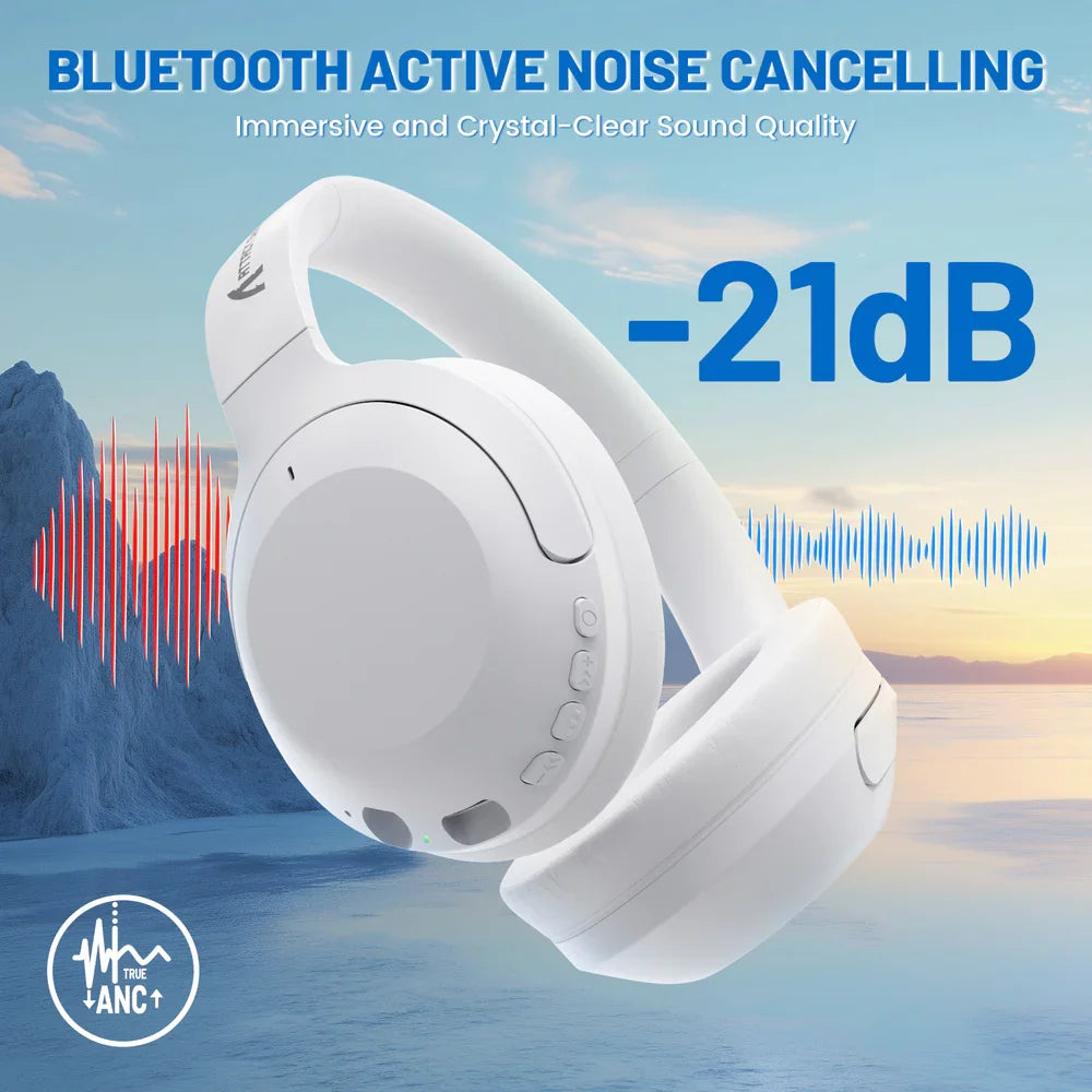 ATTACK SHARK G300 Wireless Active Noise Cancelling Headset, Bluetooth 5.3 Deep Bass HD Stereo Sound Over Ear, 20H Playtime, Built-in Mic Lightweight Design 3.5mm Gaming Headset