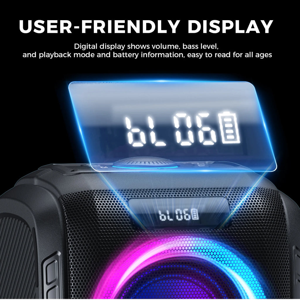 W-KING 250W MAX Party Wireless Bluetooth Speaker Portable Speaker 12 Custom Deep Bass Powerful Boom Box Design with USB Playback