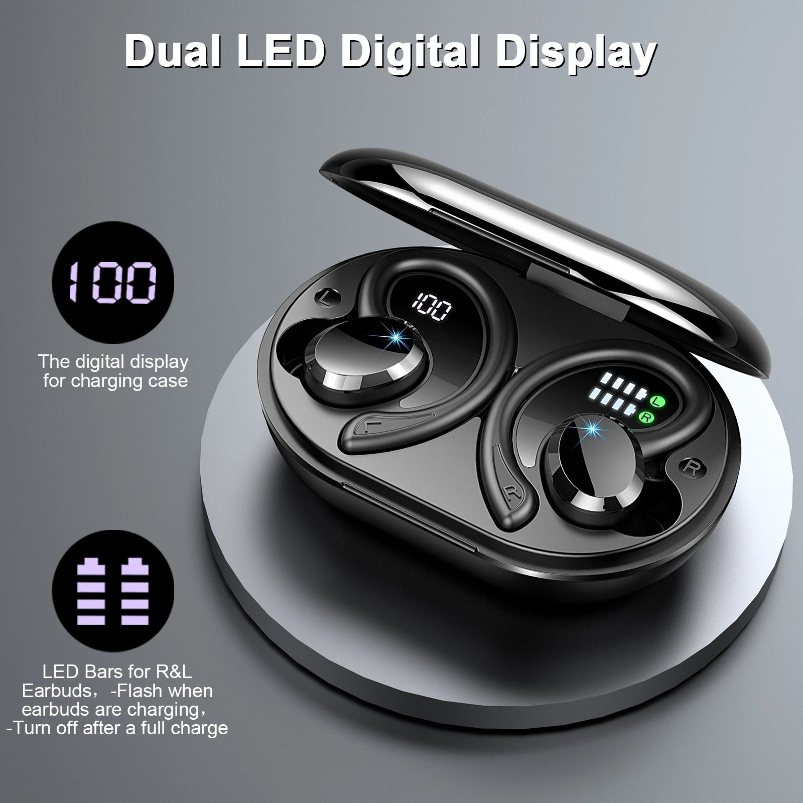 Wireless Earbuds, Bluetooth 5.3 Earbuds Stereo Bass, In-Ear Noise Cancelling Mic, Earphones IP7 Waterproof Sports, 40H Playback.
