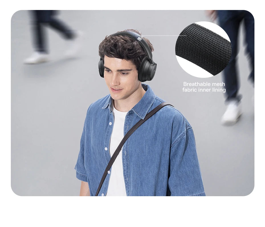 Baseus BH1/EH10 NC ANC Wireless Headphones 45dB Adaptive Hybrid Noise Cancelling Headsets Hi-Res LDAC Headphone Bluetooth 6.0