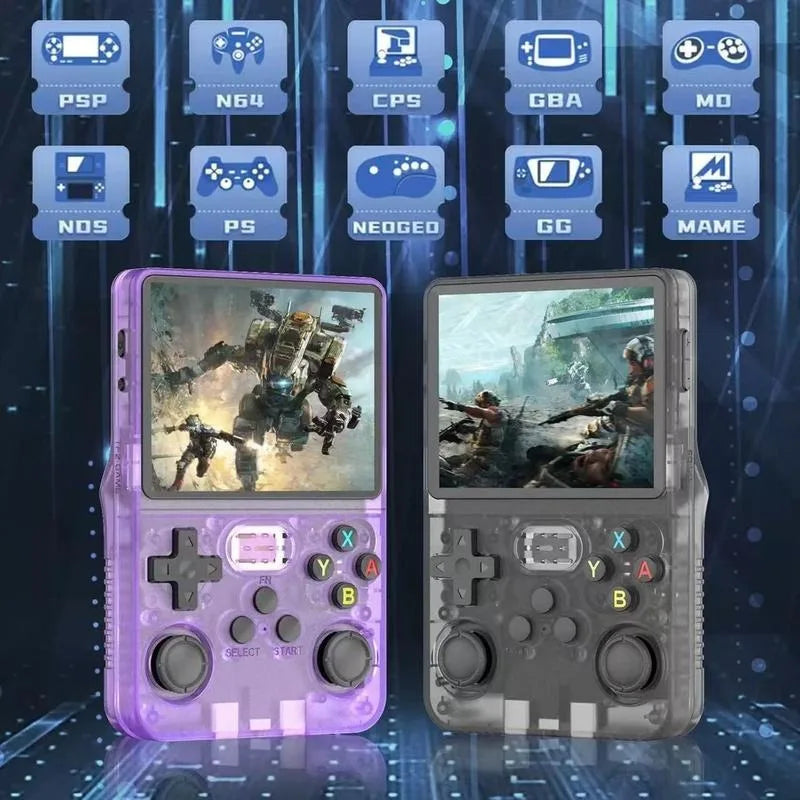 R36S Retro Video Handheld Device, Linux System, 3.5-inch IPS Screen, Built in 3000mAH Battery, Rechargeable Portable, 32G+64G TF