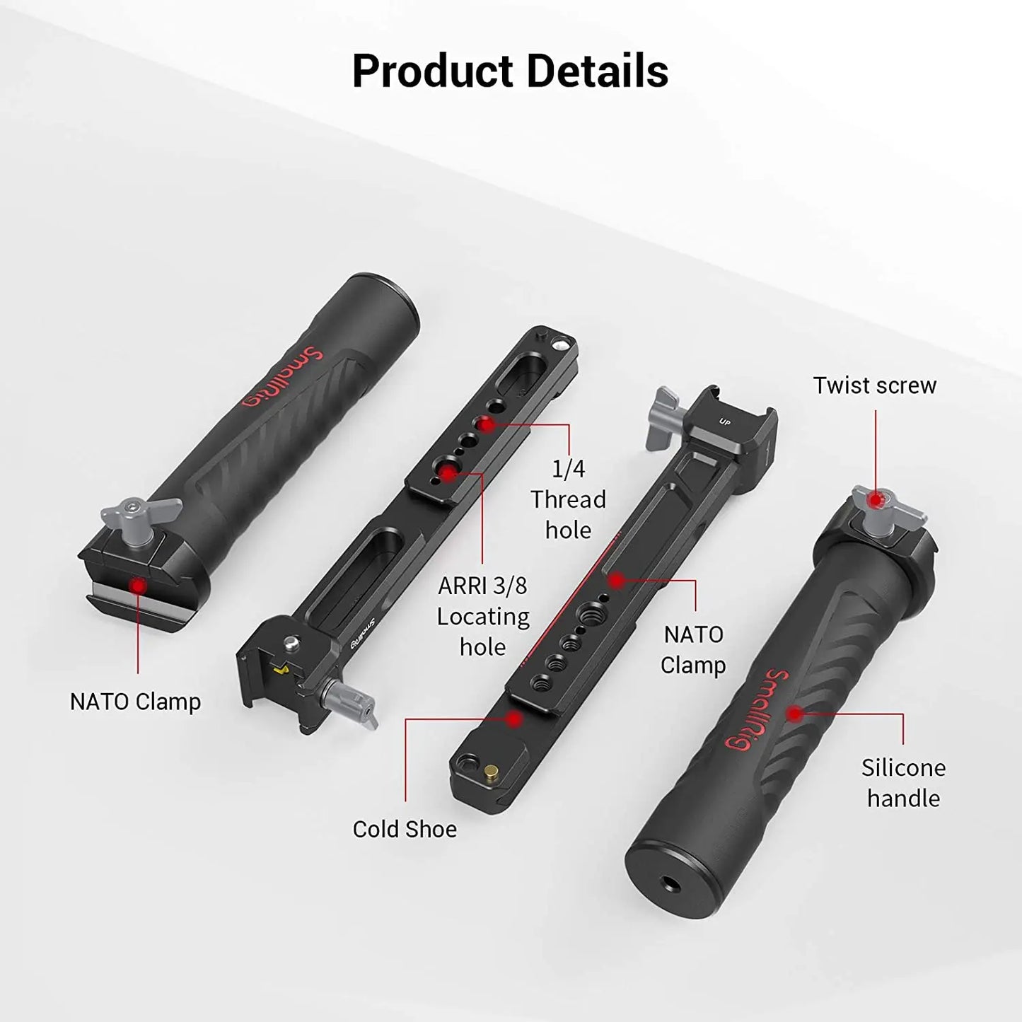 SmallRig Verstellbarer Doppelhandgriff für DJI RS 2 /RSC 2 / RS 3 / RS 3 Pro /RS 4/ RS 4 Pro Gimbal Handheld Stabilizer Monitorhalterung