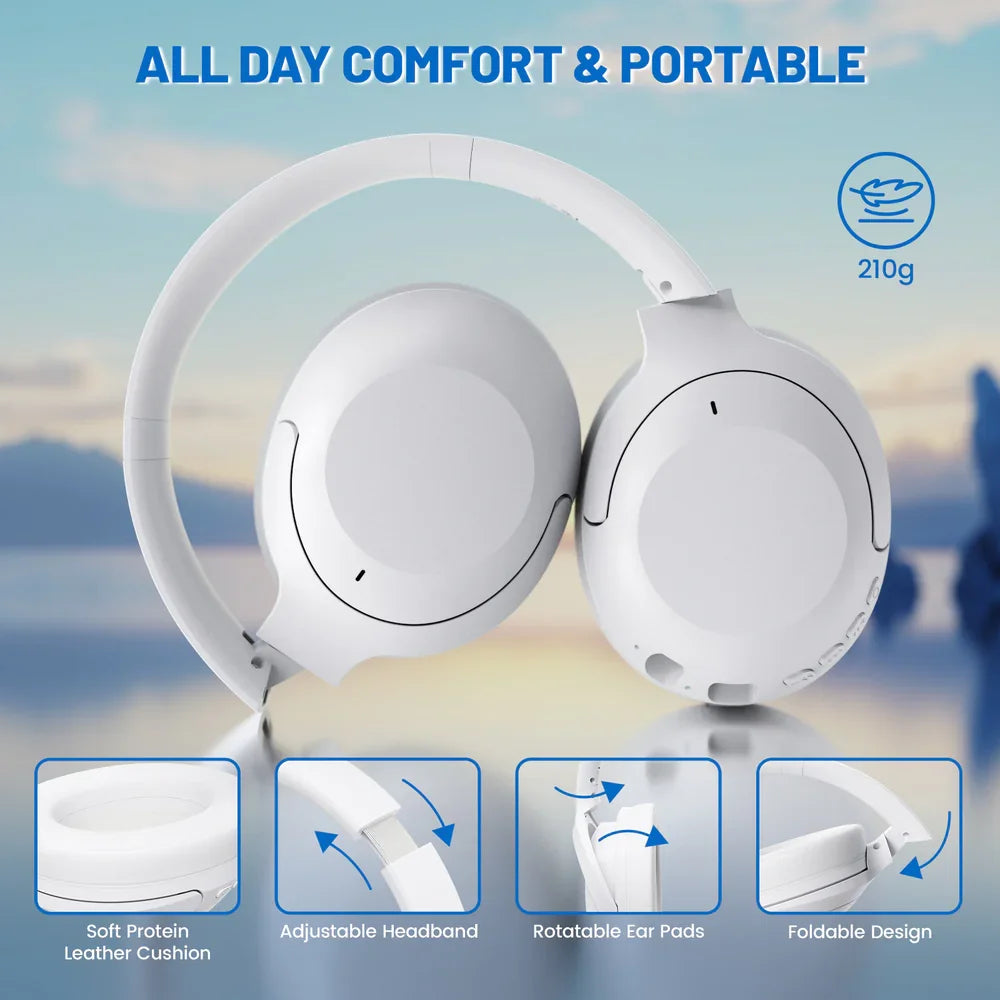 ATTACK SHARK G300 Wireless Active Noise Cancelling Headset, Bluetooth 5.3 Deep Bass HD Stereo Sound Over Ear, 20H Playtime, Built-in Mic Lightweight Design 3.5mm Gaming Headset