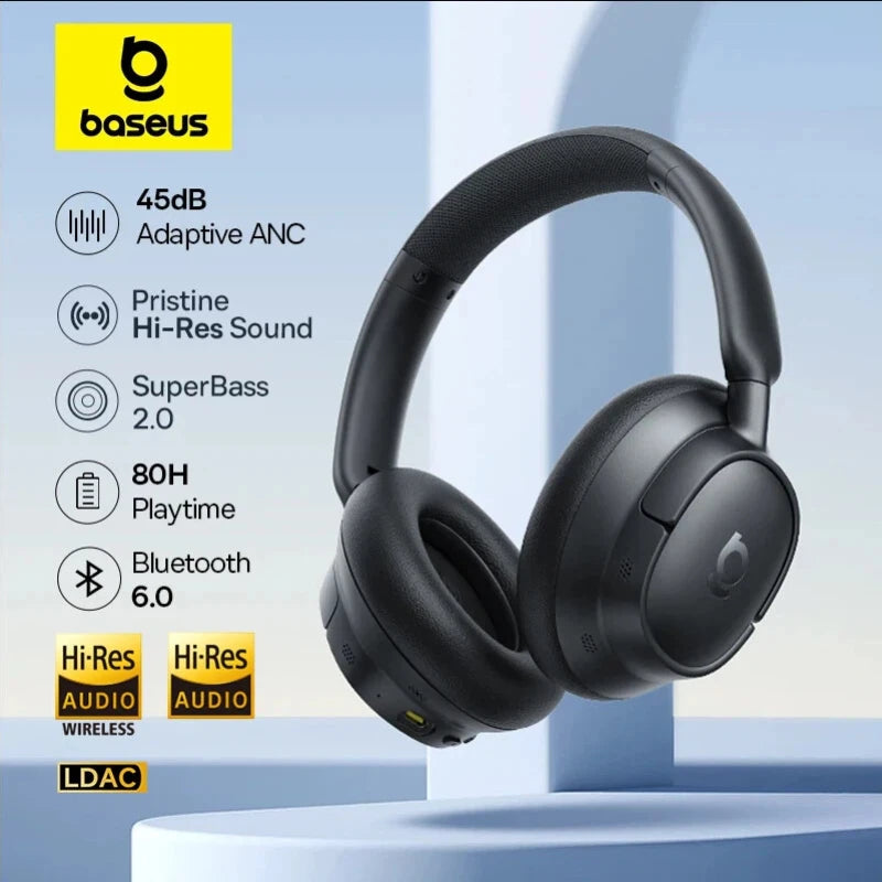 Baseus BH1/EH10 NC ANC Kabellose Kopfhörer 45dB Adaptive Hybrid-Geräuschunterdrückung Hi-Res LDAC Kopfhörer Bluetooth 6.0