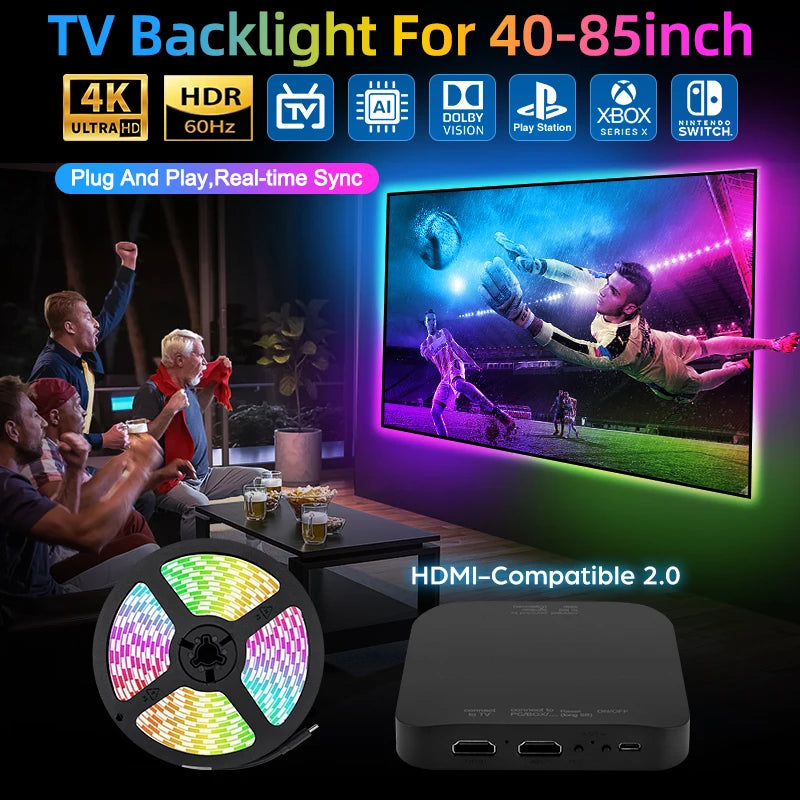 Sync Box Light Strip For 4K HDMI-Compatible 2.0 Device Sync Box Light Kit