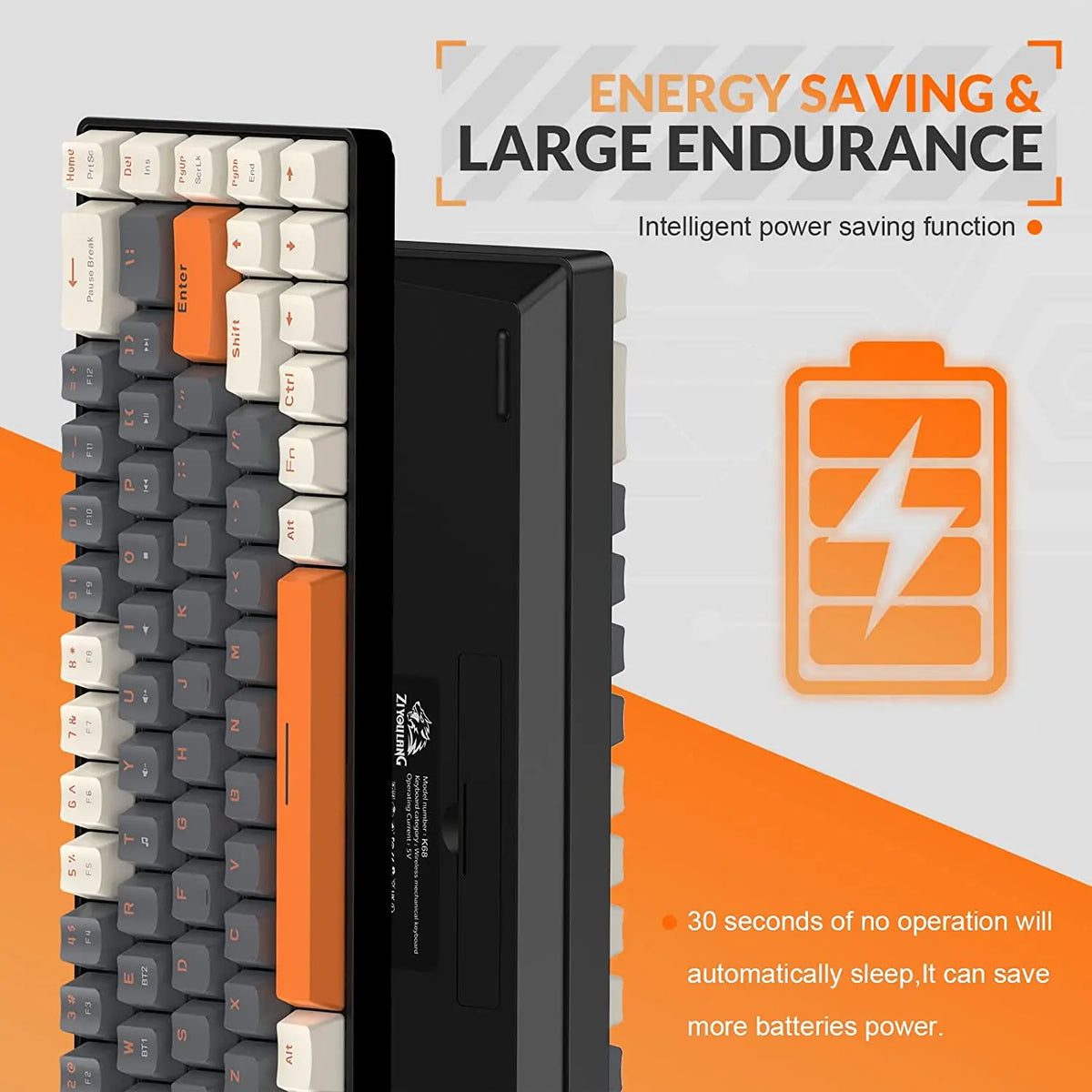 Wireless Mechanical Keyboard, Bluetooth 5.0/2.4GHz with Dual Mode 2-in-1 Receiver, 68-Key Hot-Swappable Gaming Keyboard