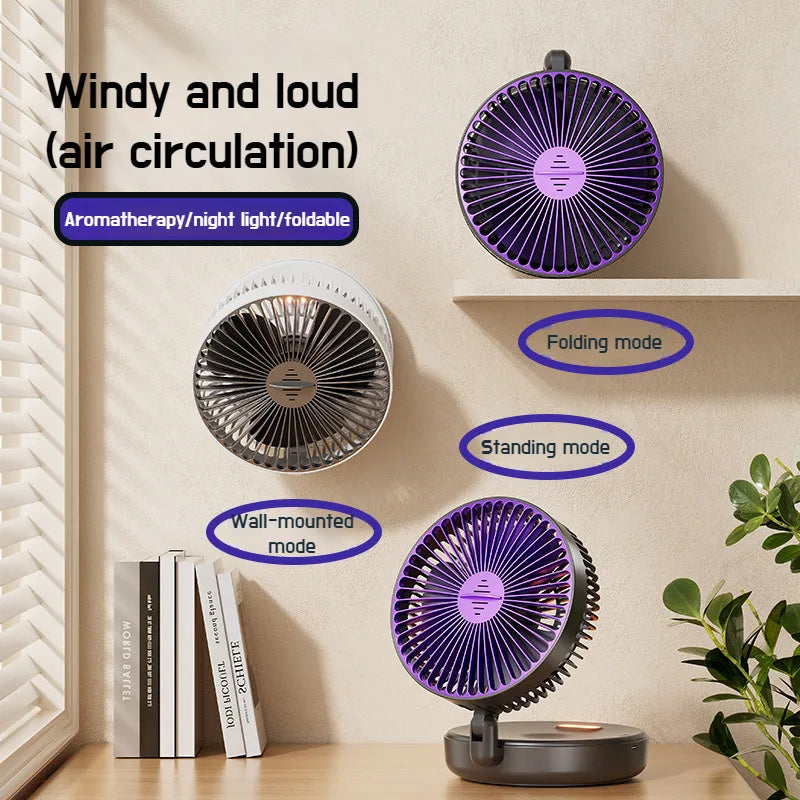 6 Inch Multifunctional Foldable Glow-in-the-dark Fan Desktop USB Mute