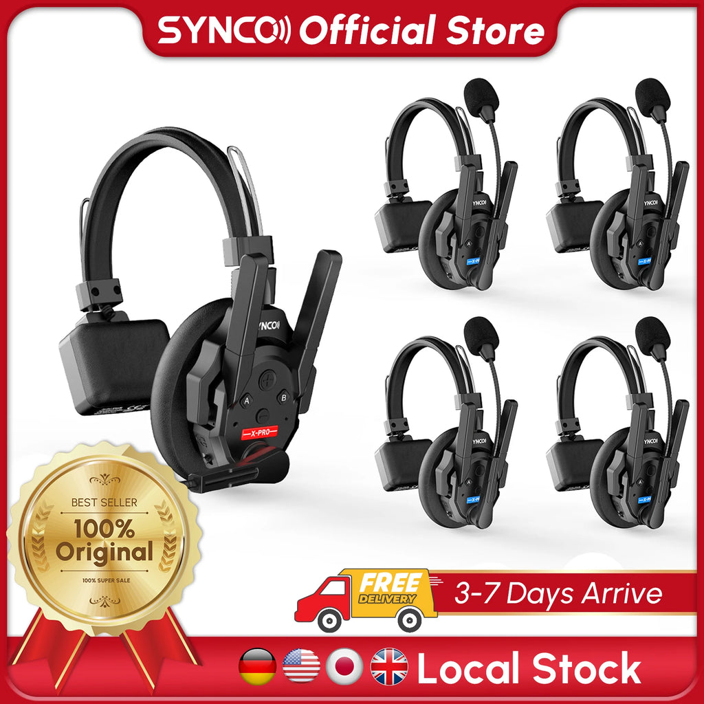 SYNCO XTALK XPRO 2.4G Wireless Intercom Headset 500m 5-Person Communication Noise Reduction for Live Broadcast & Video Shooting