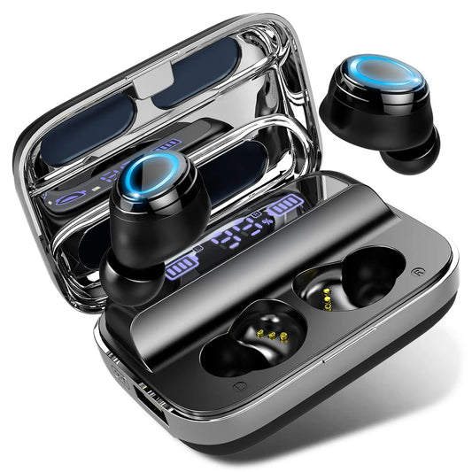 Bluetooth 5.3 Kabellose Ohrhörer, IPX7 Wasserdichte Sport-Kopfhörer mit Stereo-Bass, In-Ear Noise Cancelling Mikrofon, 140 Std. Wiedergabezeit.