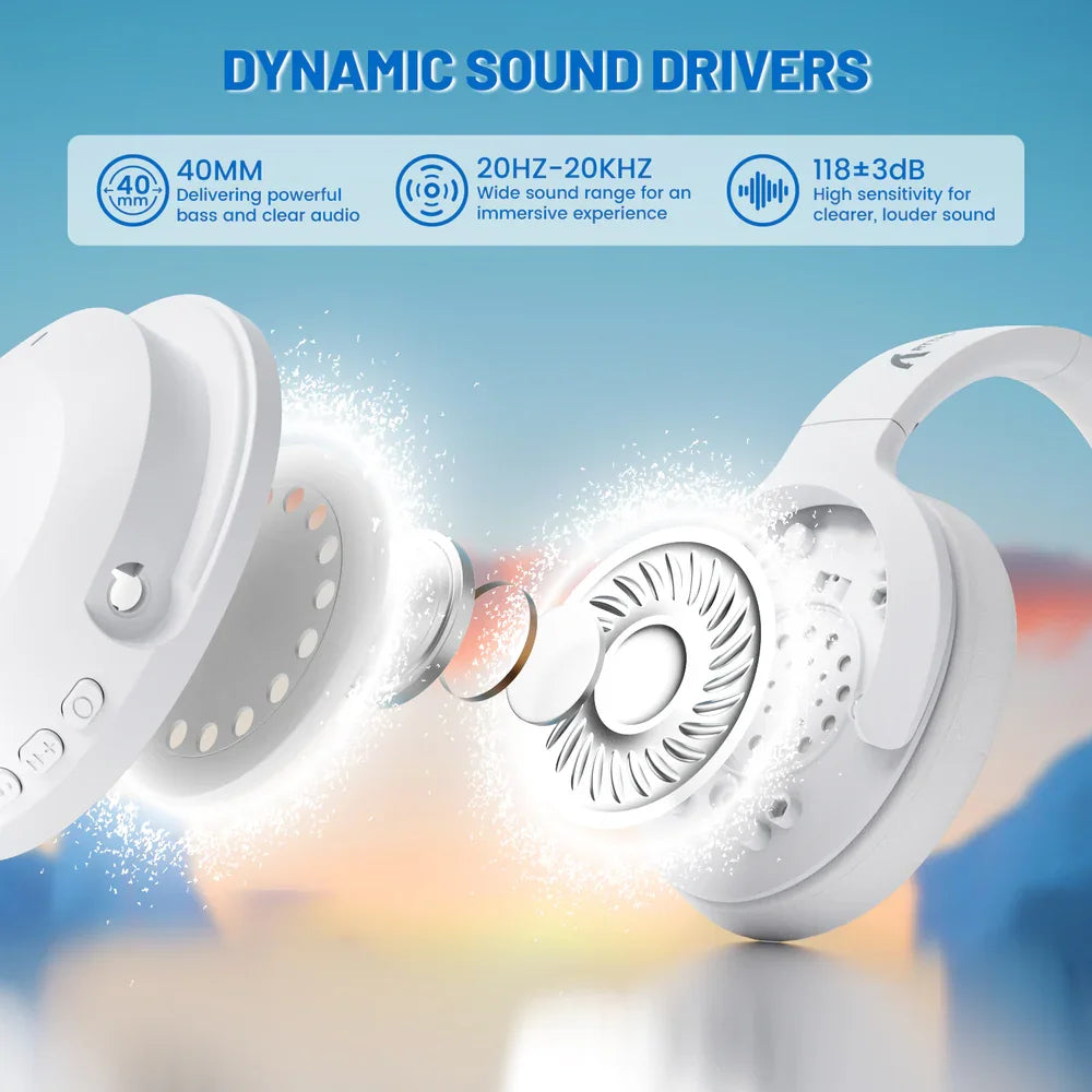 ATTACK SHARK G300 Wireless Active Noise Cancelling Headset, Bluetooth 5.3 Deep Bass HD Stereo Sound Over Ear, 20H Playtime, Built-in Mic Lightweight Design 3.5mm Gaming Headset