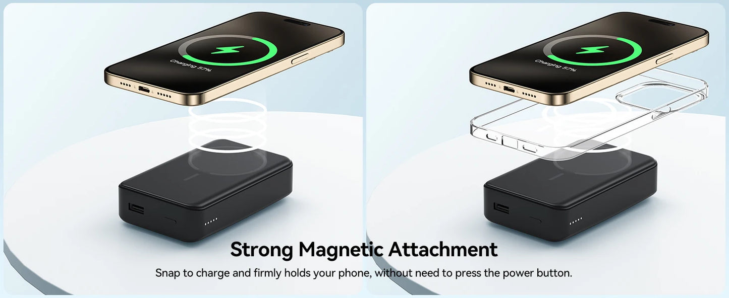 NEWDERY 20000mAh Magnetic Power Bank PD 20W Wireless Fast Charging for iPhone 15/14/13/12/Pro Max/Pro/Plus/Mini/ AirPods 3/2/Pro