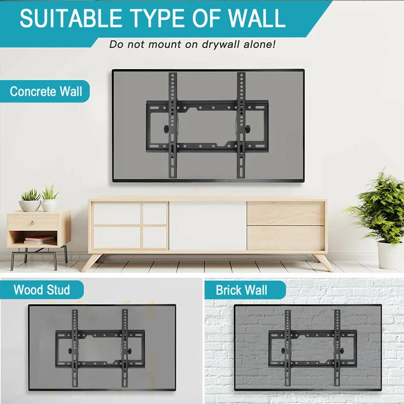 LED LCD TV Wall Mount Bracket Tilt Adjustable Strengthen TV Support 32-65inch Full Motion Wall Mount TVs Swivel Tilt Horizontal