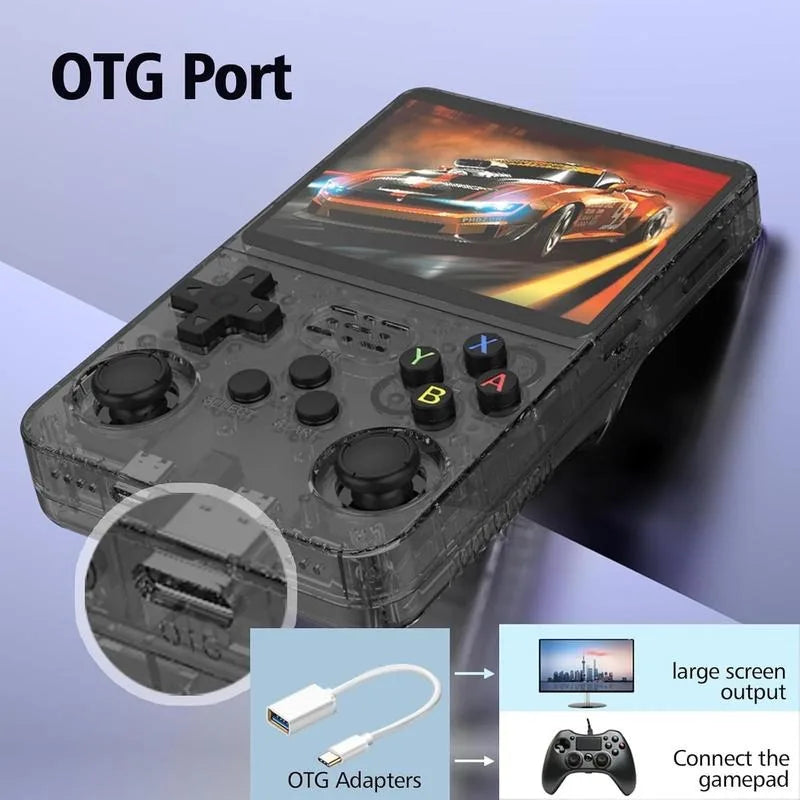 R36S Retro Video Handheld Device, Linux System, 3.5-inch IPS Screen, Built in 3000mAH Battery, Rechargeable Portable, 32G+64G TF