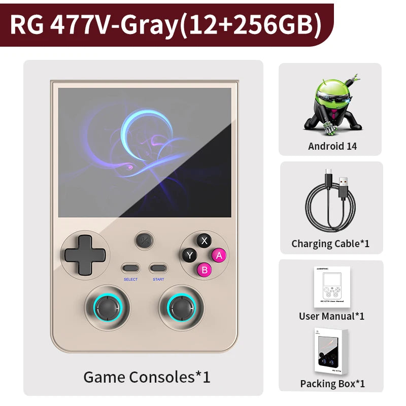 Anbernic RG477V Handheld Game Console 4.7" LTPS In-Cell Android 14 DSP Sound Effect Video Player Support AI RixelHK 1080p-DP Out
