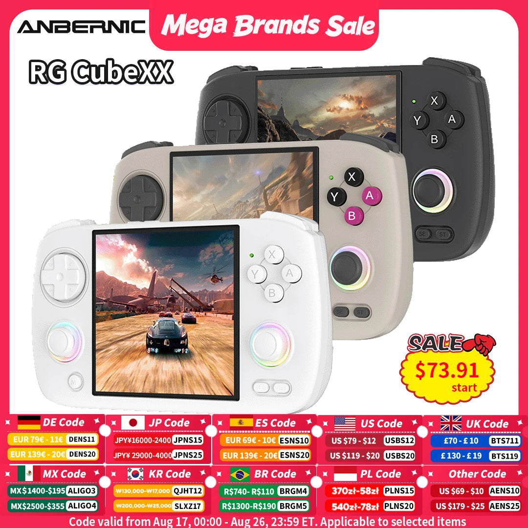 Anbernic RG CubeXX Handheld Game Console 3.95" IPS 720*720 Screen Linux WIFI Bluetooth HD-Connection Retro Video Gaming Console