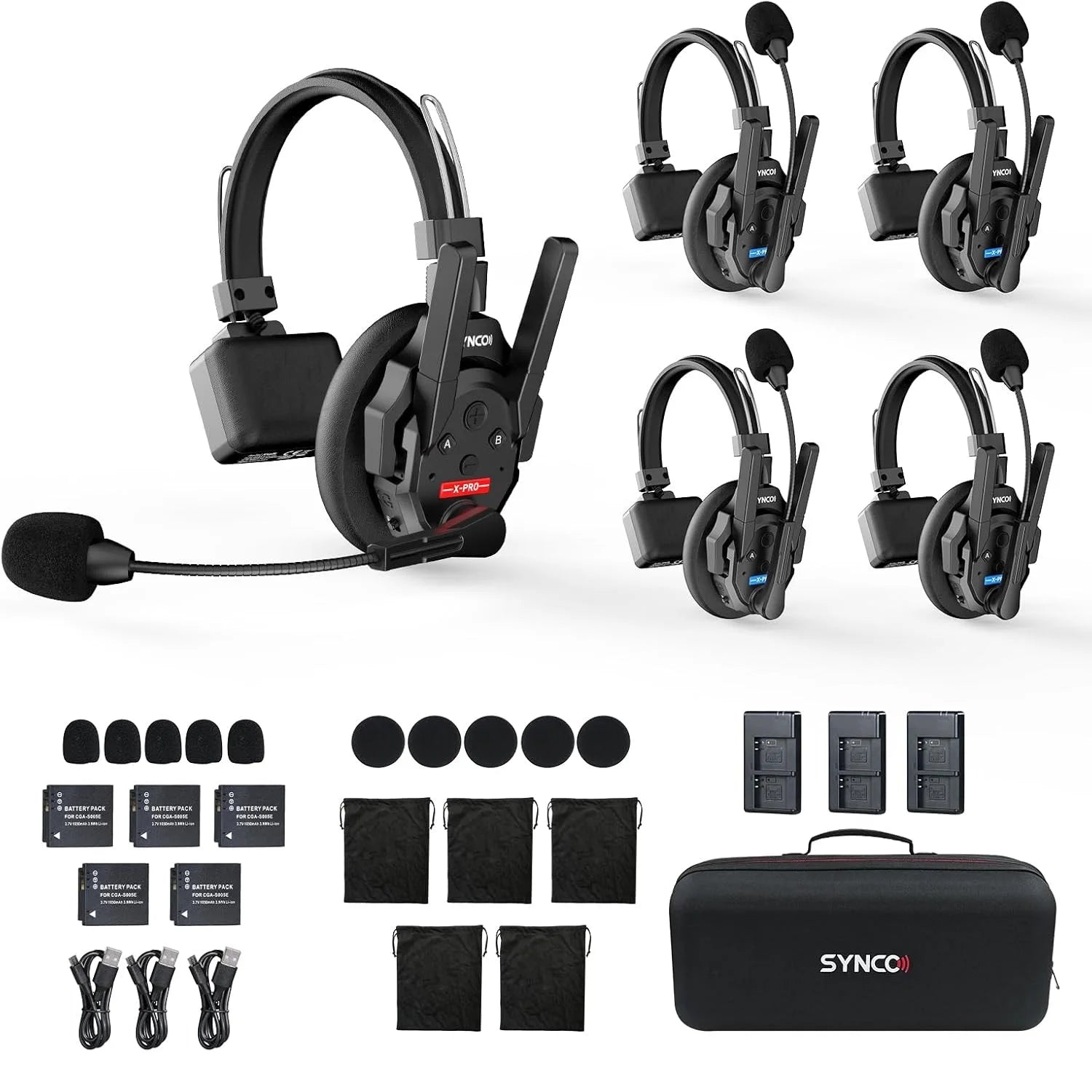 SYNCO XTALK XPRO 2.4G Wireless Intercom Headset 500m 5-Person Communication Noise Reduction for Live Broadcast & Video Shooting