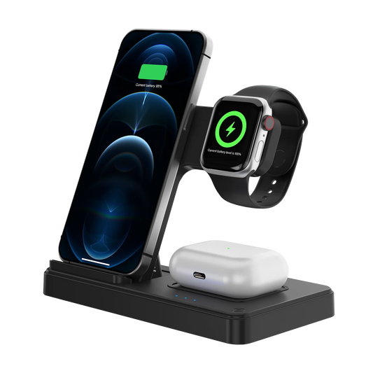 3-in-1 kabellose Ladestation, magnetisch, schnellladend, 18 W, faltbar, für iPhone 16 15 14 13 12 Pro/Pro Max/Plus/Watch & AirPods