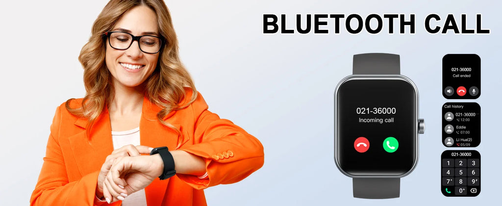 Smart Watch(Answer/Make Calls), 1.96" Smartwatches, Fitness Tracker, Sleep Monitor, Pedometer, 100+ Sport Modes, IP68 Waterproof