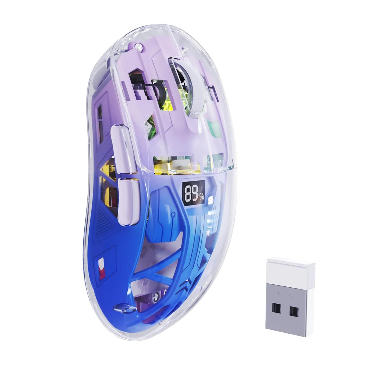 Wireless Gaming Mouse, BT 5.0/2.4G PC Rechargeable RGB Mice with Digital Screen,PixArt 3212, 5 Adjustable DPI