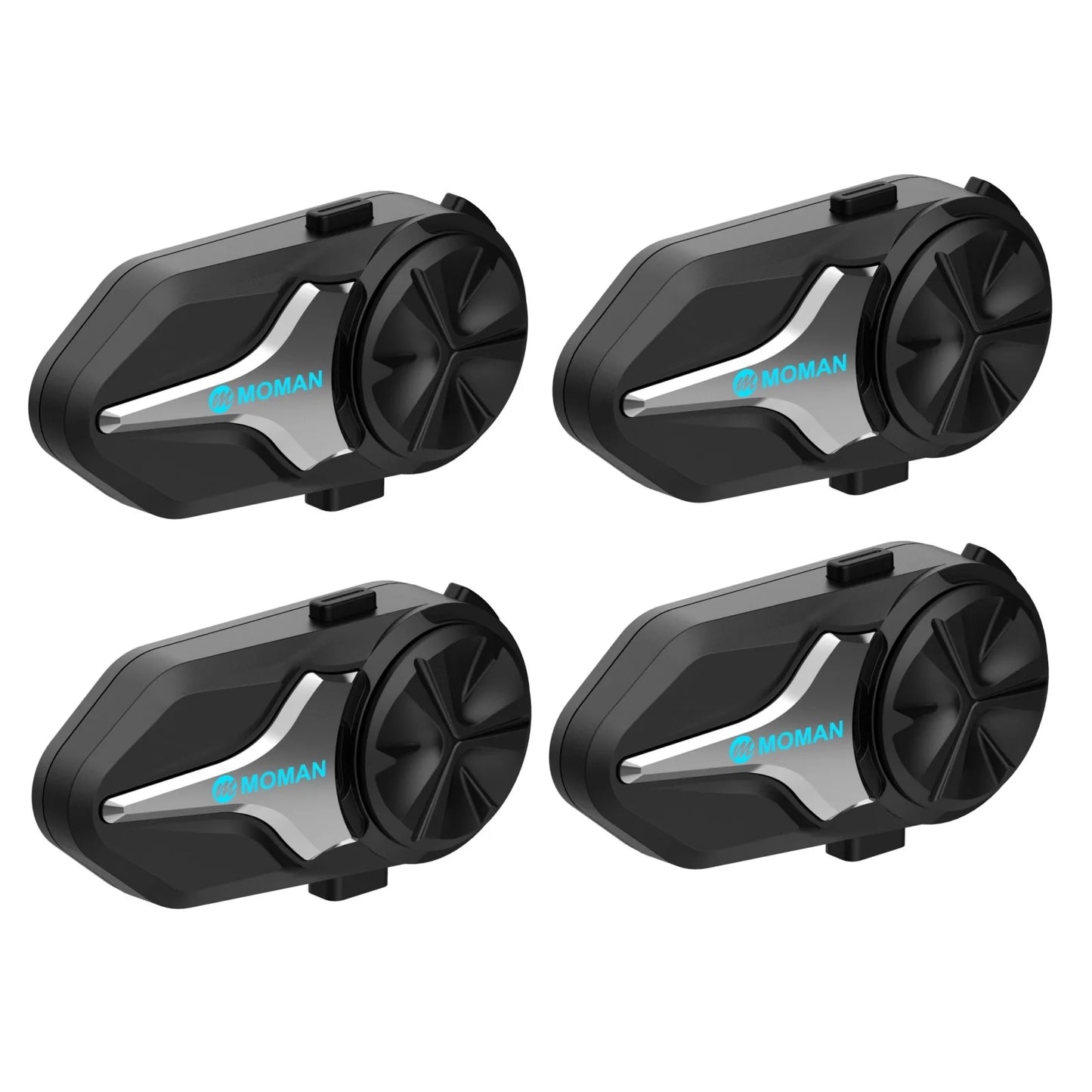 Moman Motorrad Bluetooth Helm Headset Gegensprechanlage 1000mAh MOTO Kommunikator 2000m Intercom für 24 Fahrer IP65 Wasserdicht
