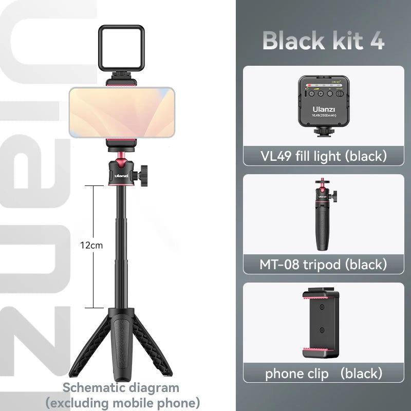 Ulanzi MT-08 Mini Tripod White Color Foldable Tripod Monopod  Mount 1/4'' Tripod Universal for DSLR Android iPhone Smartphone