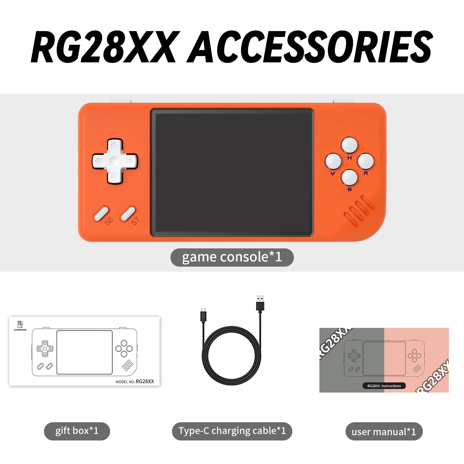 ANBERNIC RG28XX Handheld Game Console 2.83" Screen IPS Screen 64G Linux 5000+ Games Pre-installed H700 Quad-core ARM Cortex-A53