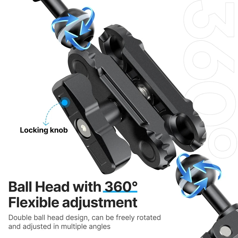 Ulanzi CO17 Super Clamp with 360° Dual-Head Double Clamps Magic Arm Arri Adapter for for Panoramic Camera Umbrella LED Light